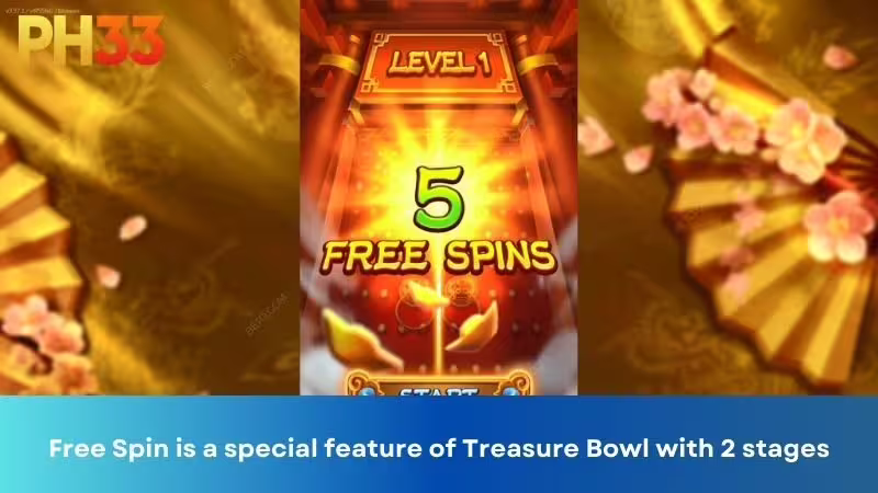 Free Spin is a special feature of Treasure Bowl with 2 stages
