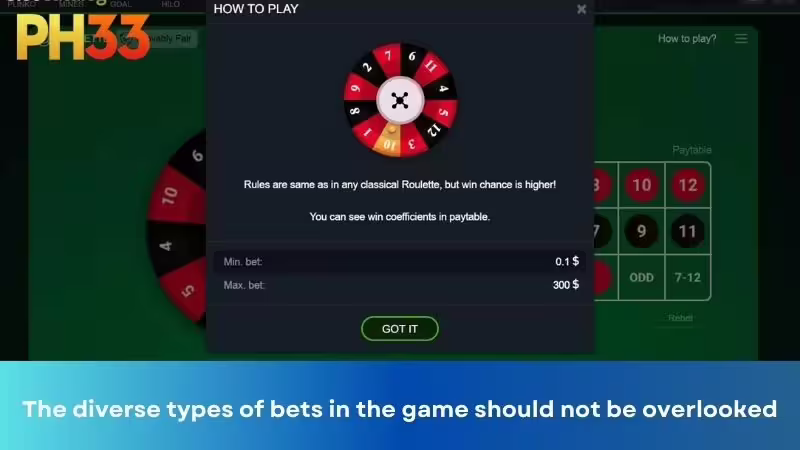 The diverse types of bets in the game should not be overlooked
